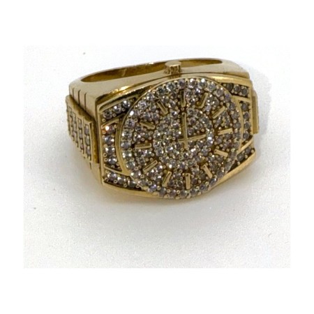 Anillo reloj circonitas de oro 18k talla 23